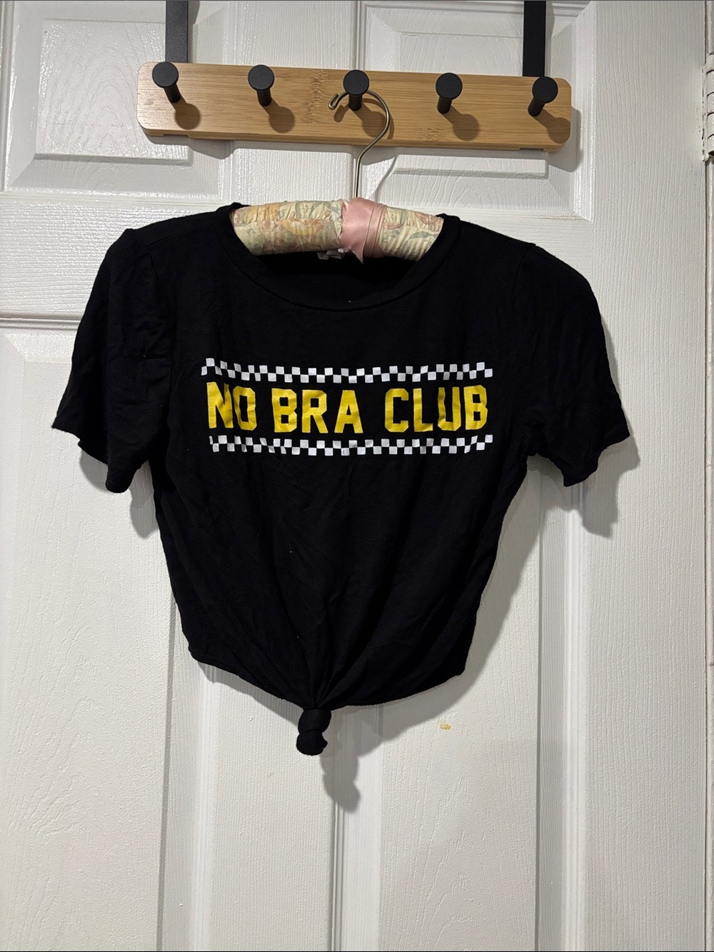 No Bra Club Black Graphic Tie-Front Tee